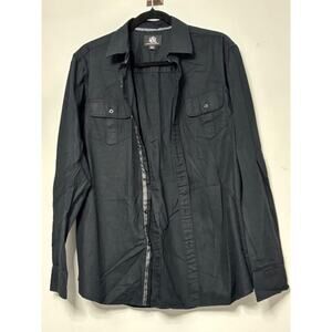 ROCK & REPUBLIC Black Button-Up Shirt Solid Knit Size M